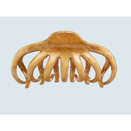 Extra large tan glossy wood effect hair claw clip for thick hair