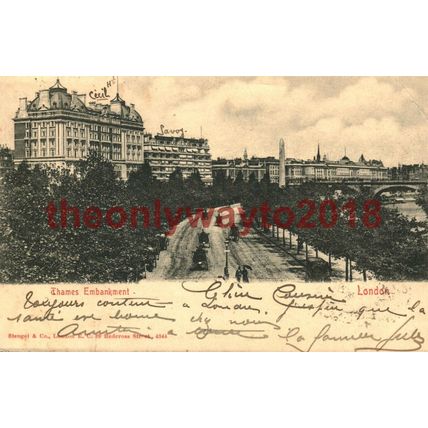 Thames Embankment, London, England, Stengel Postcard, 1903