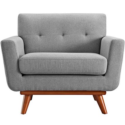 Classic Mid-Century Modern Tufted Club Chair Arms Lt Gray, Laguna Blue, Oatmeal