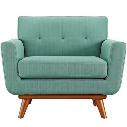 Classic Mid-Century Modern Tufted Club Chair Arms Lt Gray, Laguna Blue, Oatmeal