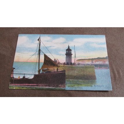 1912 fr Postcard - Fishing boat entering harbour - Ramsgate, Kent