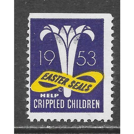 USA 1953 EASTER SEAL HELP CRIPPLED CHILDREN FLOWER RIBBON HAS GUM