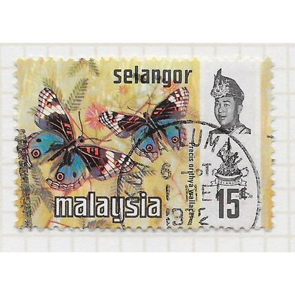 SELANGOR MALAYA 1972 BUTTERFLIES 15c USED