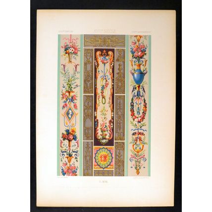 XVIIIe SIECLE 1873 Mordaunt de Launay FLOWERS PATTERNS FRENCH LITHOGRAPH XCVII