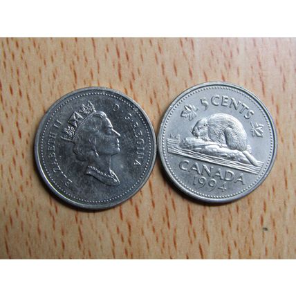 1994 Queen Elizabeth ll 5 Cents Canada Coin