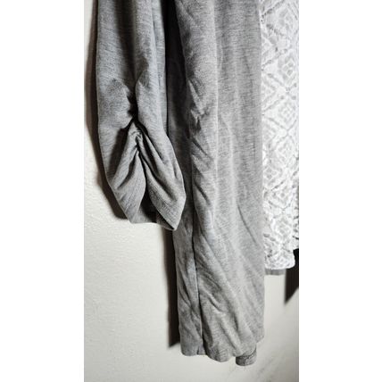 AB Studio Women's MEDIUM Draped Open-Front Cardigan Attached Shirt White Gray
