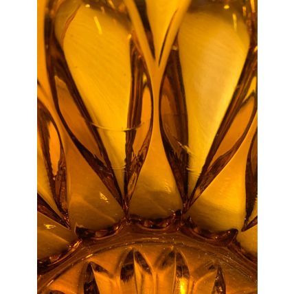 RARE* VINTAGE GOTHIC AMBER GLASS SUNBURST 29.5cm WIDE 1.3kg LARGE BOWL (P8) AA