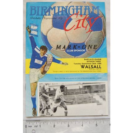 1989 programme Birmingham City v. Walsall, 26/9