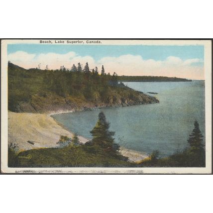 Beach, Lake Superior, Ontario, c.1920 - Valentine's Postcard