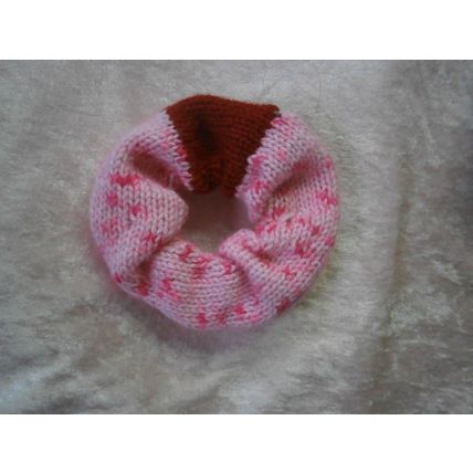Pink & Red Hand Knitted Scrunchie