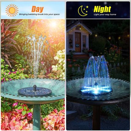 Solar Bird Bath Fountains Upgraded, 4W Solar Powered Water Fountain Pump with 40