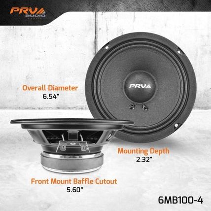 PRV AUDIO 6.5 Inch Car Speakers 200 Watts 4 Ohm, 6MB100-4 Factory Replacement Ca