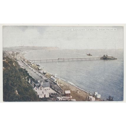 SANDOWN bay and Pier from West. Steamer. early 20th C. RPPC Photochrom 40991