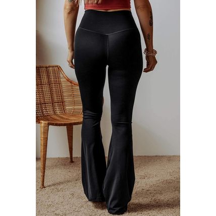 Black V Shape High Waist Flared Leggings