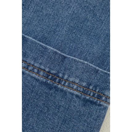 Sail Blue Side Pockets Lapel Collar Denim Jacket