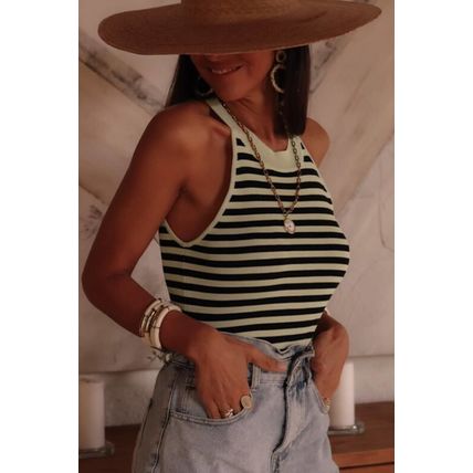Black Stripe Crew Neck Slim Fit Sweater Vest