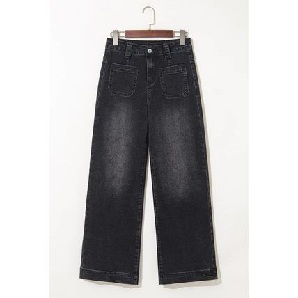 Black Wide Leg Pocketed High Waist Jeans
