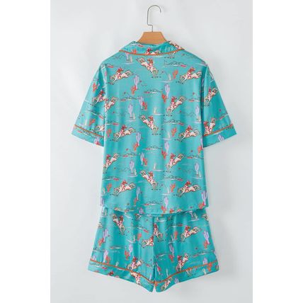 Aruba Blue Cowgirl Country Print Pajamas Set