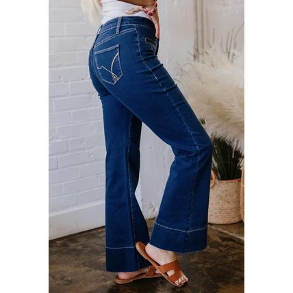 Sail Blue Center Seam Deep Wash Straight Jeans