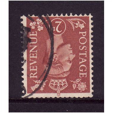 GREAT BRITAIN 1950 GEORGE VI SG 506i 2d PALE RED BROWN WMK INVERTED FU #1