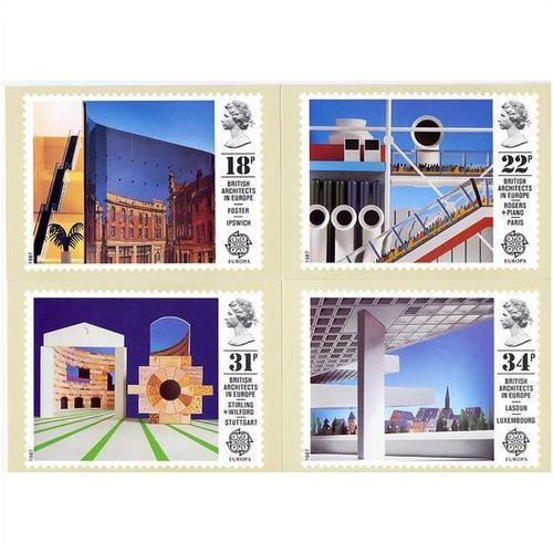 GREAT BRITAIN 1987 BRITISH ARCHITECTS IN EUROPE NO 101 PHQ CARDS SET 4 MINT