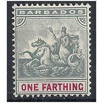 Barbados 1892 SG105 1/2d Slate-Grey & Carmine Mounted Mint . . .