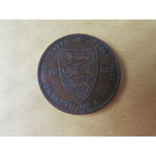1888 QUEEN VICTORIA STATES OF JERSEY ONE TWELFTH OF A SHILLING FREE POST. G