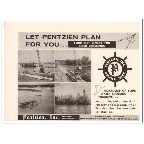pentzien inc 1959 plan river water crossing oil pipeline vintage ad