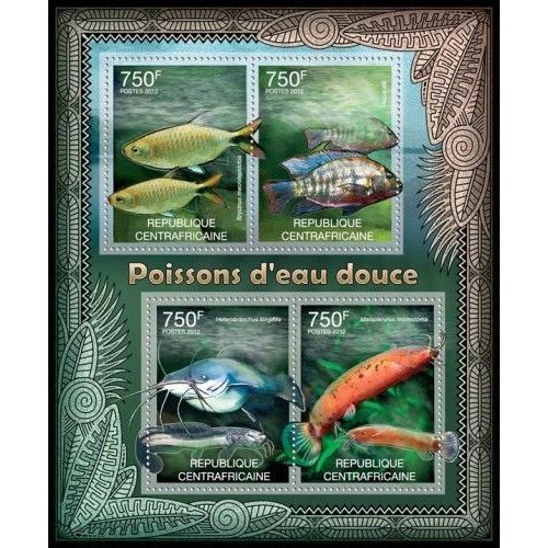 CENTRAL AFRICA 2012 SHEET MNH FRESHWATER FISHES MARINE LIFE POISSONS