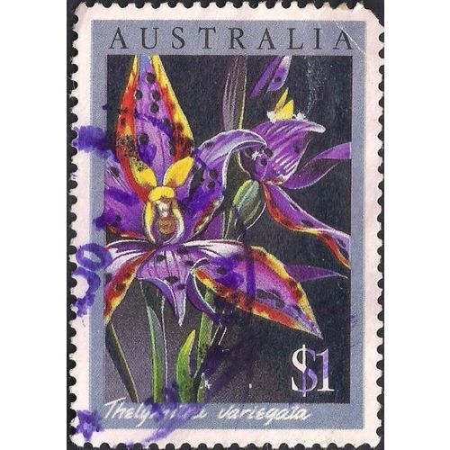 AUSTRALIA, FLOWER, Queen of Sheba Orchid, grey 1986, $1