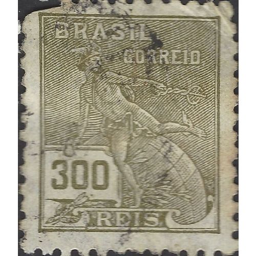 BRAZIL, Mercury and Globe, olive 1924, 300reis, #2