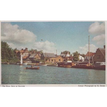 River Bure At Horning Norfolk Man Rowing Boat 1960s Postcard