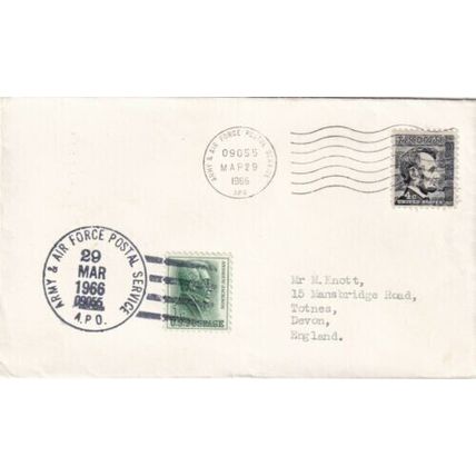 United States 1966 Army and Air Force Postal Services-Totnes UK Cover typed VGC