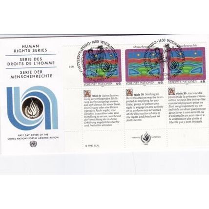United Nations 1993 Human Rights Series FDC Special cancel unaddressed FDC
