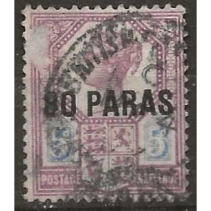 British Levant 1887 SG5 80pi on 5d Purple & Blue Good/Fine Used .
