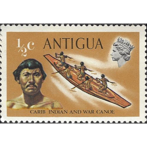 ANTIGUA, Carib Indian and War Canoe, brown 1970, ½c, #3