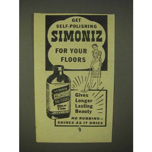 1944 Simoniz Wax Ad - Get Self-Polishing Simoniz for Your Floors