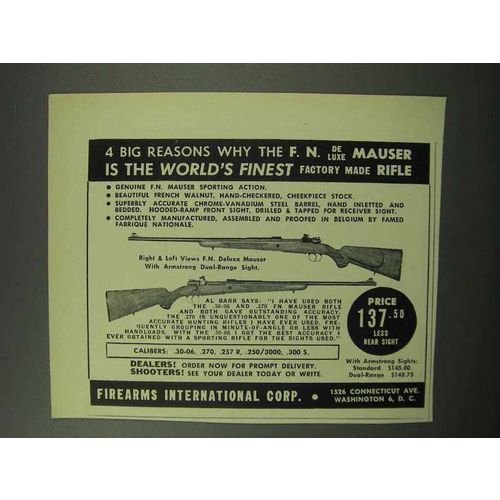 1950 F.I. Ad - F.N. Deluxe Mauser Rifle