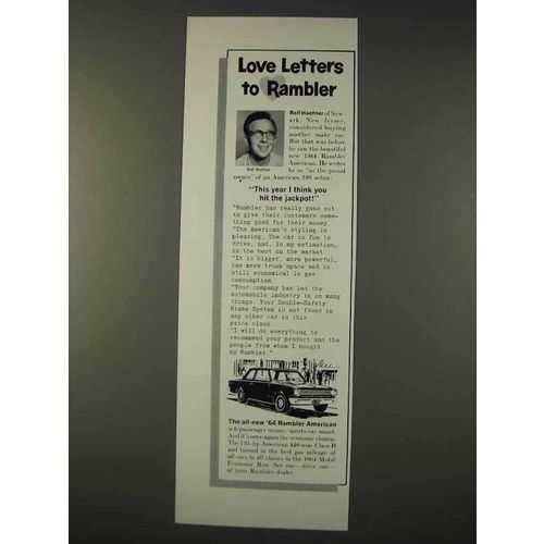 1964 Rambler American 220 Sedan Car Ad - Love Letters