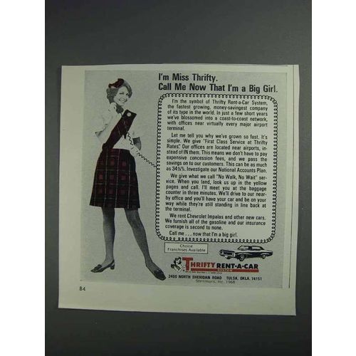 1968 Thrifty Rent-A-Car Ad - Now That I'm a Big Girl