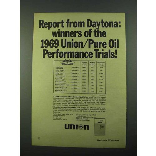 1969 Union 76 Oil Ad - Report from Daytona