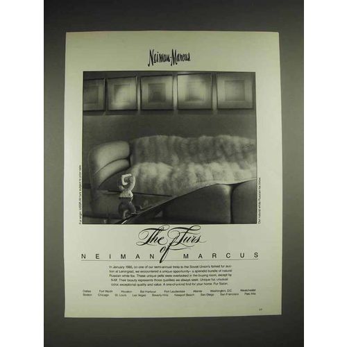 1985 Neiman-Marcus White Russian Fox Throw Fur Ad