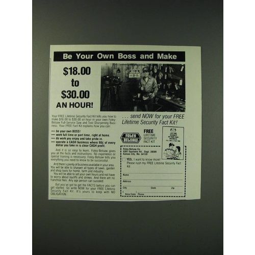 1987 Foley Belsaw Co. Ad - Be your own boss