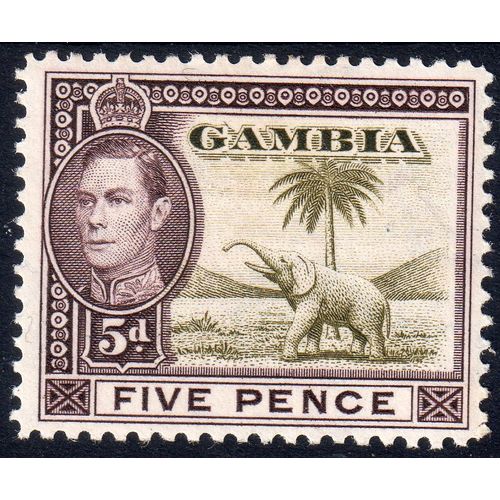 Gambia Sg154a 5d Sage-Green & Purple-Brn Lightly m/mint (G140)