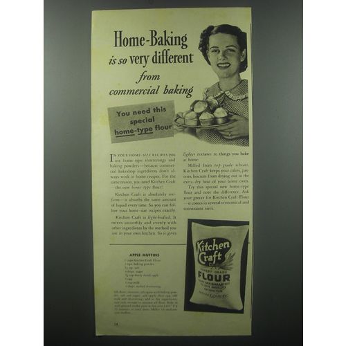1938 Kitchen Craft Flour Ad - recipe for Apple Muffins