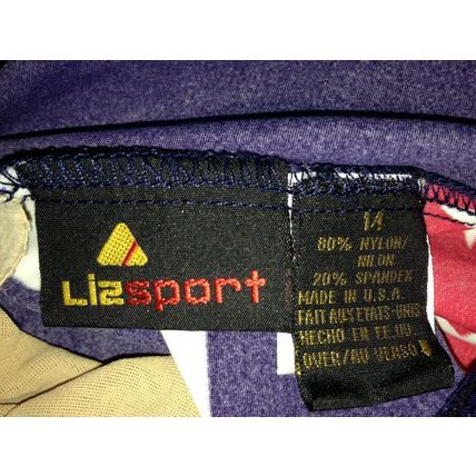 LIZ CLAIBORNE LIZSPORT Navy Blue w/Red White Blue Patriotic Stars Swimsuit-14