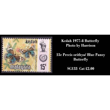 Malaysia:Kedah 1978-79 '15c Blue Pansy Butterfly' Photo Harrison [SG133] - VFMNH