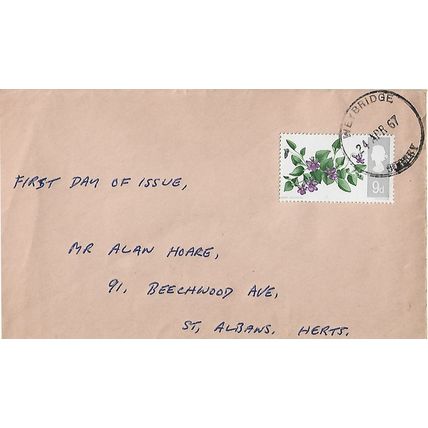 GB 1967 British Flowers 9d FDC Weybridge pm