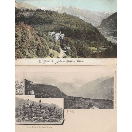 Grand Hotel Brunig Switzerland Antique 2x Postcard s