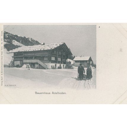 Adelboden Bauerhaus Vintage Switzerland Wheelbarrow Postcard